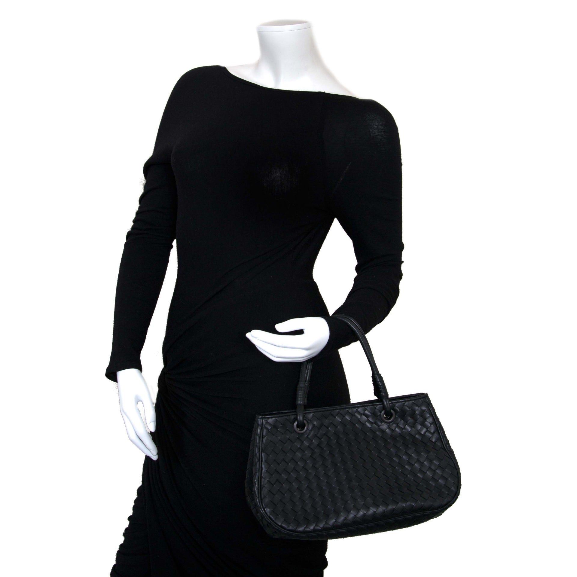 koop Bottega Veneta Black Leather Small Shopping Bag bij labellov antwerpen