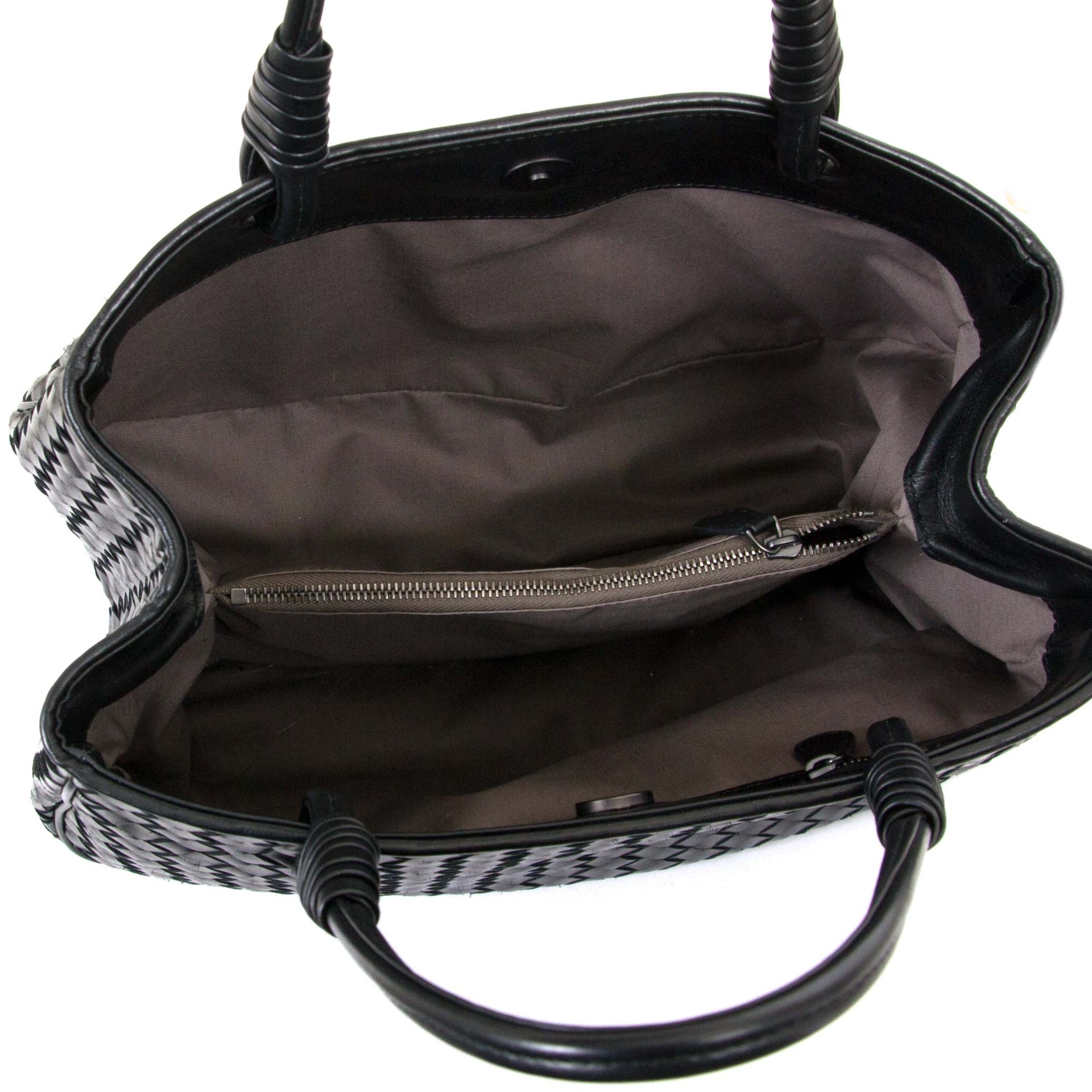 buy Bottega Veneta Black Leather Small Shopping Bag at labellov for the best price