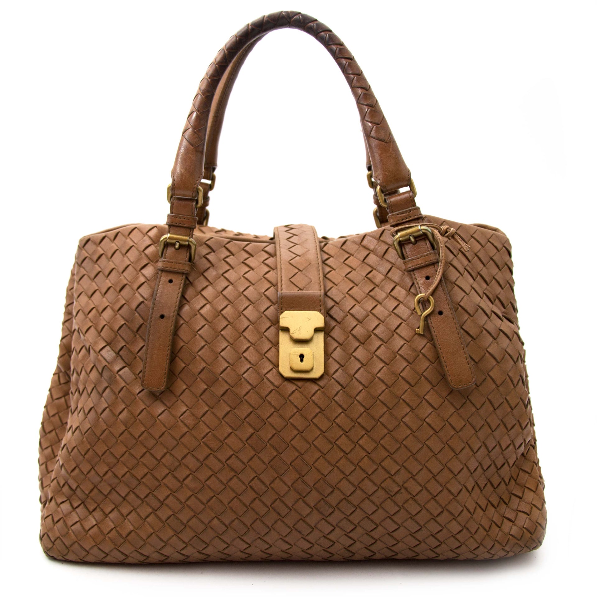 koop veilig online jou tweedehands Bottega Veneta Intrecciato Brown Tote Bag