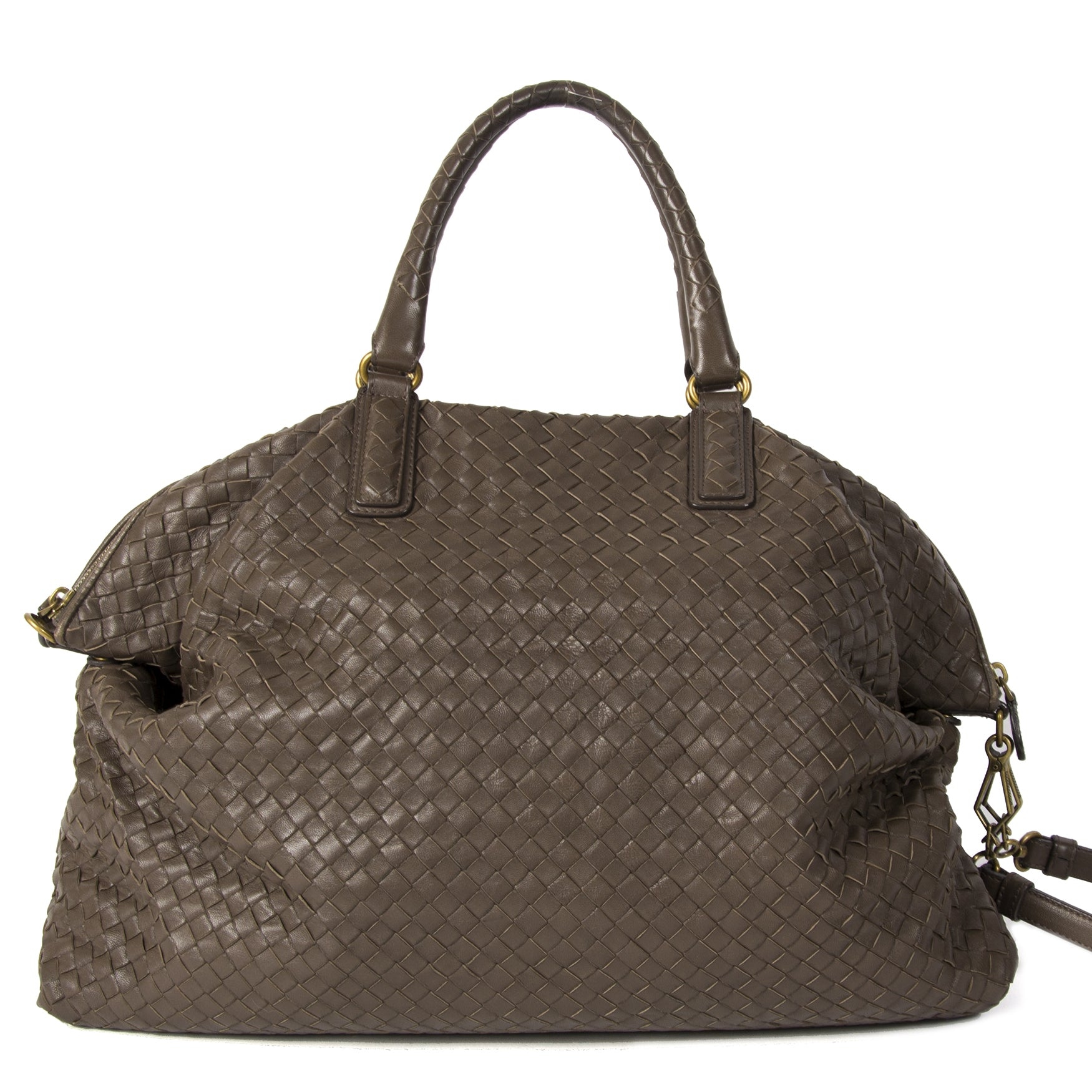 Authentieke tweedehands Bottege Veneta Bruin Intrecciato schoudertas juiste prijs veilig online winkelen LabelLOV webshop luxe merken winkelen Antwerpen België mode fashion
