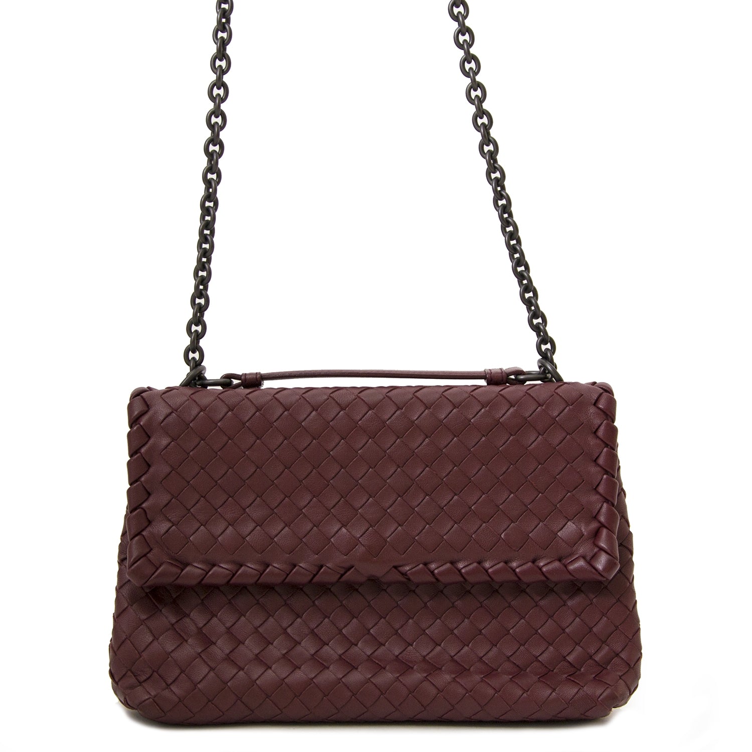 Bottega Veneta Bordeaux Intrecciato Leather Bag as new sale price