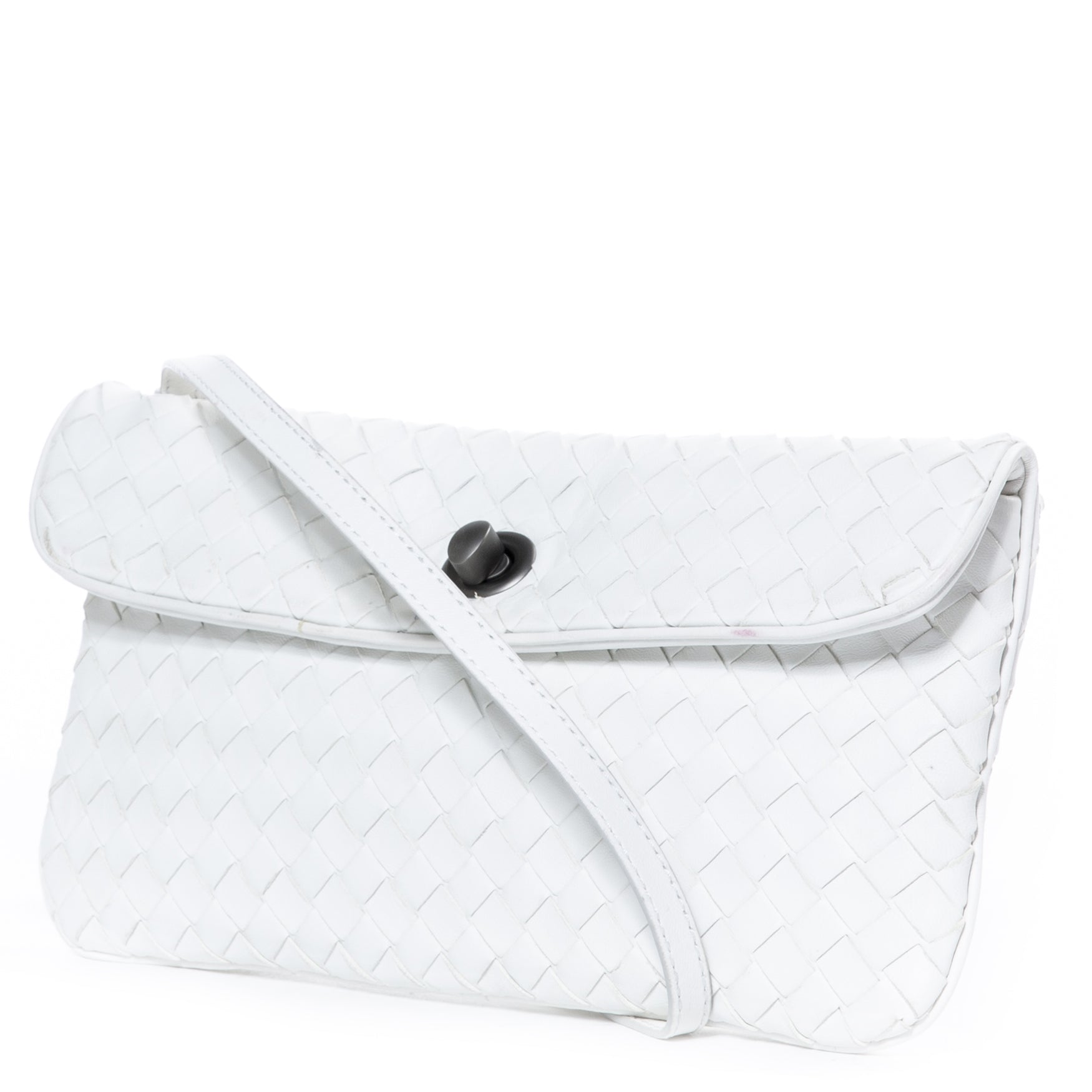 Bottega Veneta White Nappa Leather Crossbody Bag side for the best price at Labellov