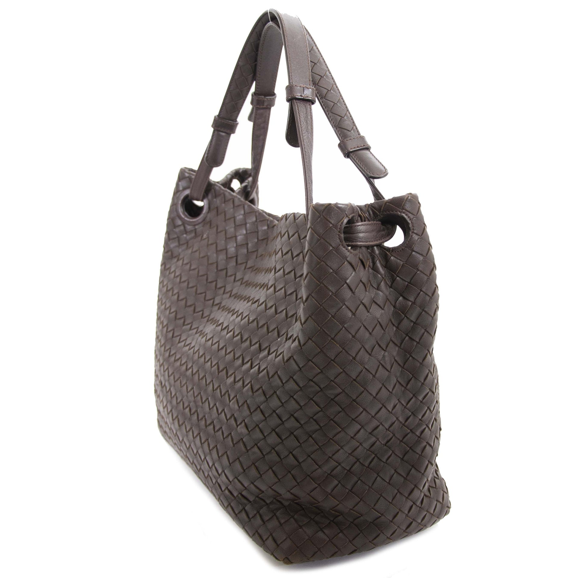 Authentique seconde main Bottega Veneta Dark Brown Garda Shoulder Bag achète en ligne chez webshop LabelLOV