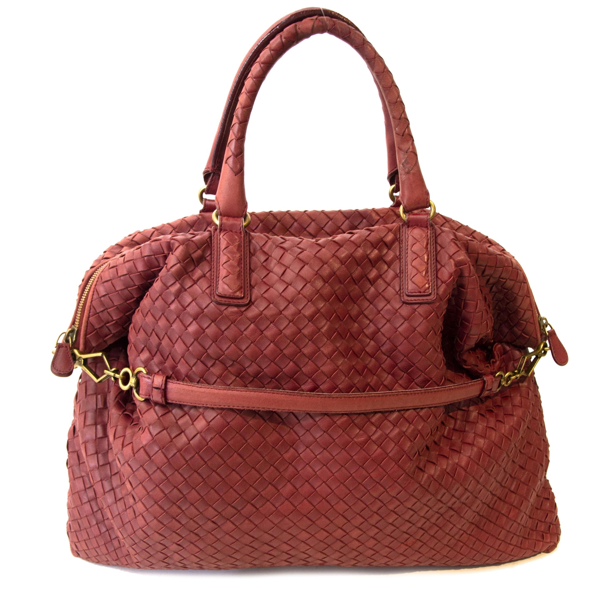 Bottega Venetta Red Terracotta Leather Tote at Labellov. Safe online shopping