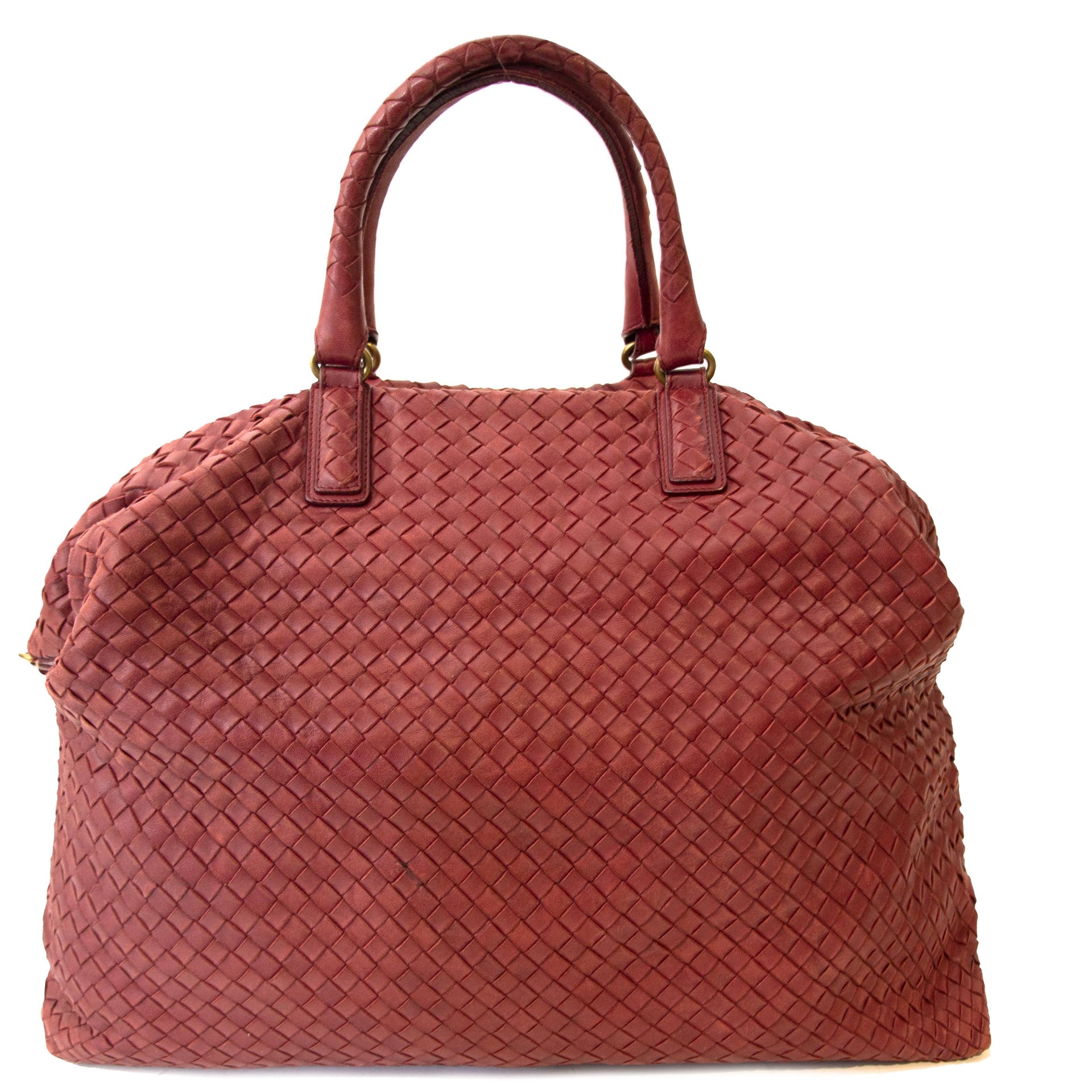 Secondhand Bottega Venetta Red Terracotta Leather Tote at Labellov.
