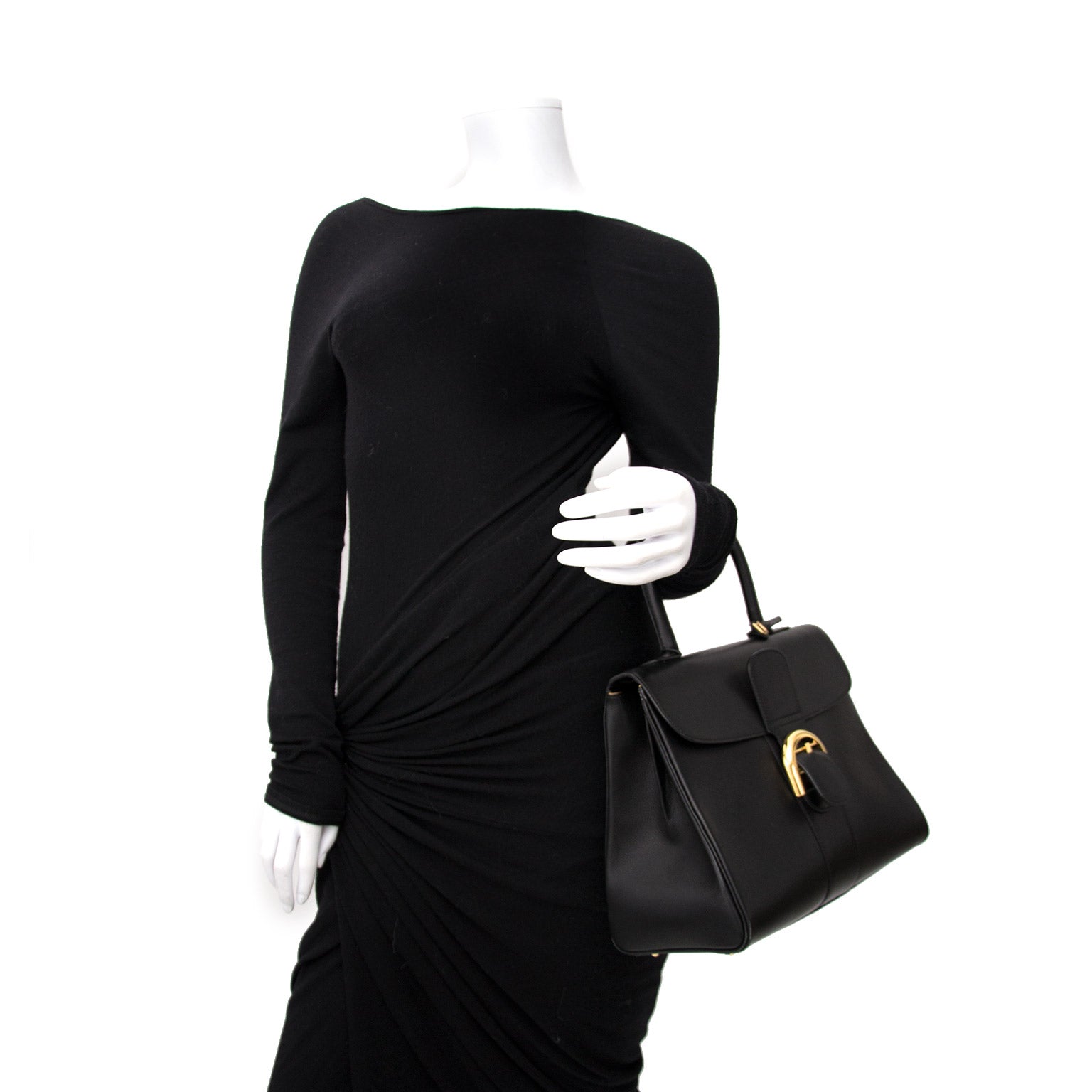 shop safe online your secondhand luxury Delvaux Black Brillant MM + STRAP