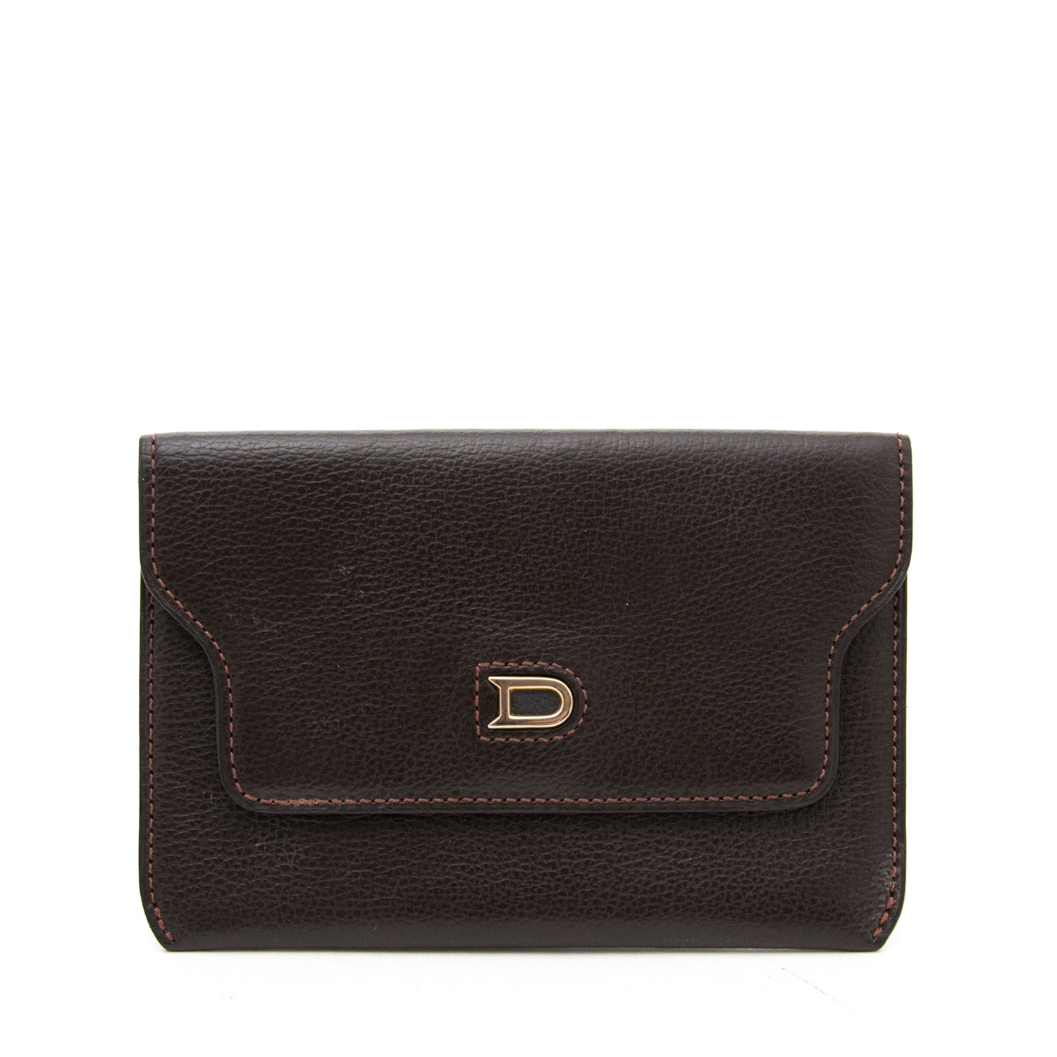 acheter en ligne seconde main delvaux brune portefeuille