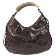 Authentieke Tweedehands Yves Saint Laurent Dark Brown Leather Mombasa Hobo Bag juiste prijs veilig online shoppen luxe merken webshop winkelen Antwerpen België mode fashion