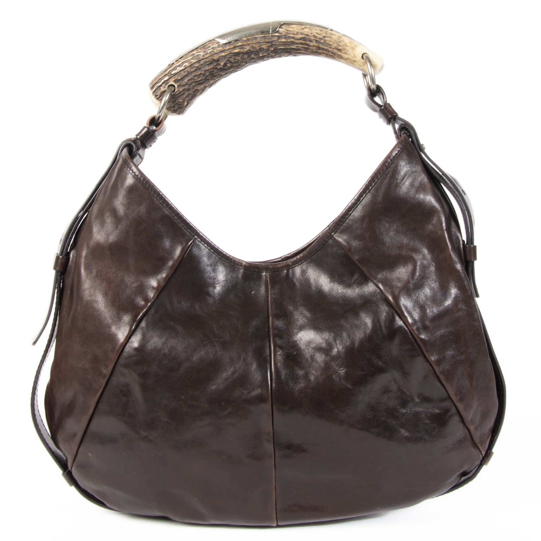 Authentieke Tweedehands Yves Saint Laurent Dark Brown Leather Mombasa Hobo Bag juiste prijs veilig online shoppen luxe merken webshop winkelen Antwerpen België mode fashion