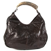 Authentieke Tweedehands Yves Saint Laurent Dark Brown Leather Mombasa Hobo Bag juiste prijs veilig online shoppen luxe merken webshop winkelen Antwerpen België mode fashion