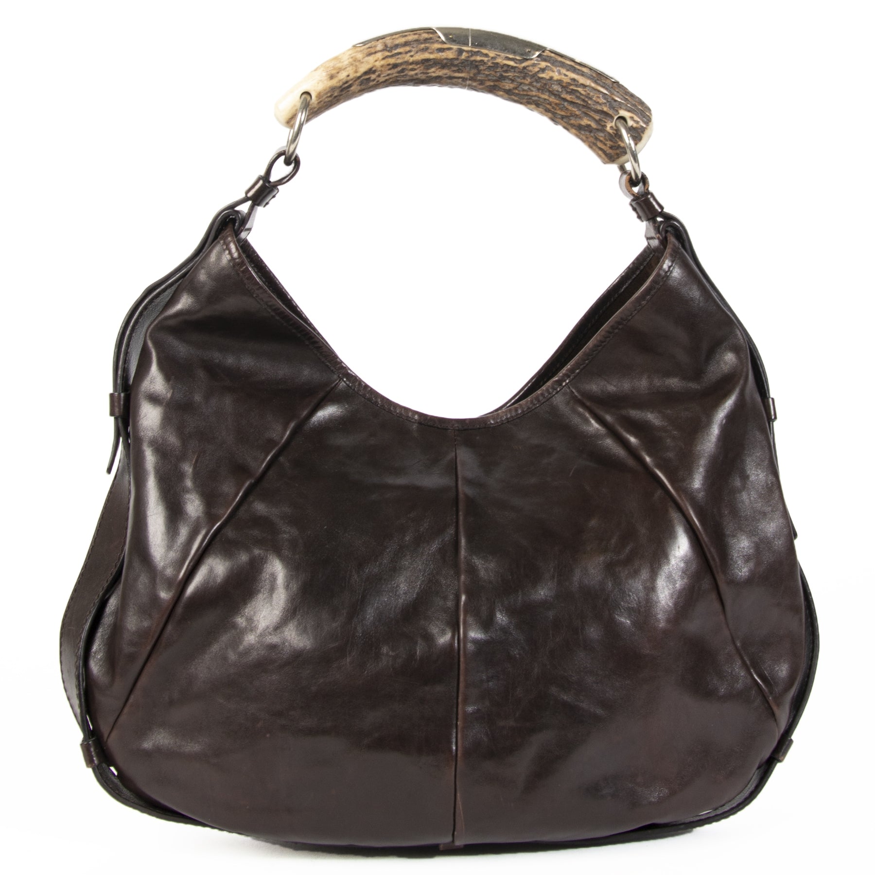 Authentieke Tweedehands Yves Saint Laurent Dark Brown Leather Mombasa Hobo Bag juiste prijs veilig online shoppen luxe merken webshop winkelen Antwerpen België mode fashion