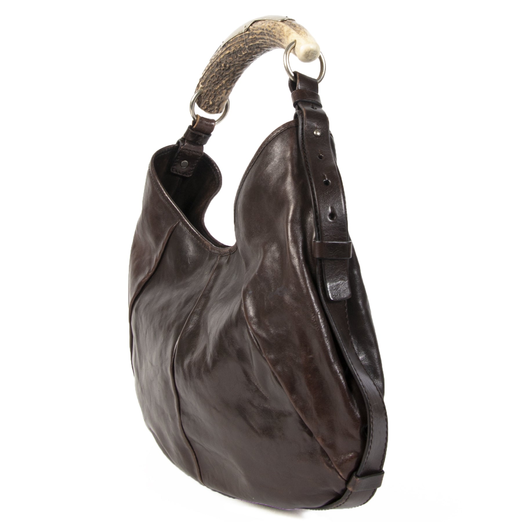 Authentieke Tweedehands Yves Saint Laurent Dark Brown Leather Mombasa Hobo Bag juiste prijs veilig online shoppen luxe merken webshop winkelen Antwerpen België mode fashion