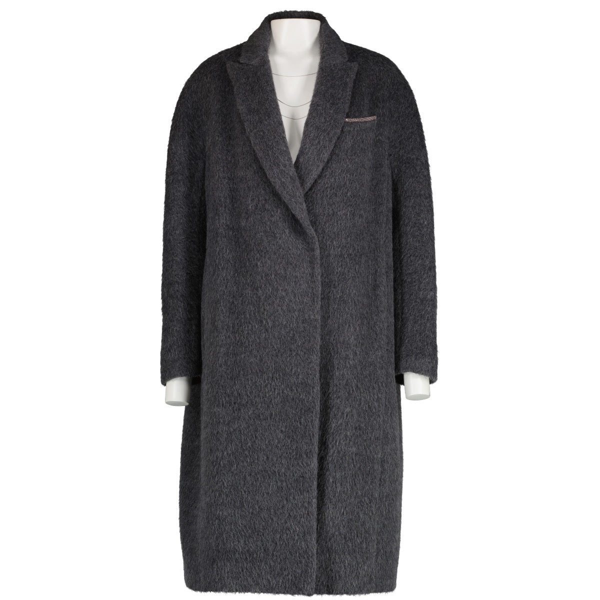 Brunello Cucinelli Grey Aplaca/Wool Long Coat