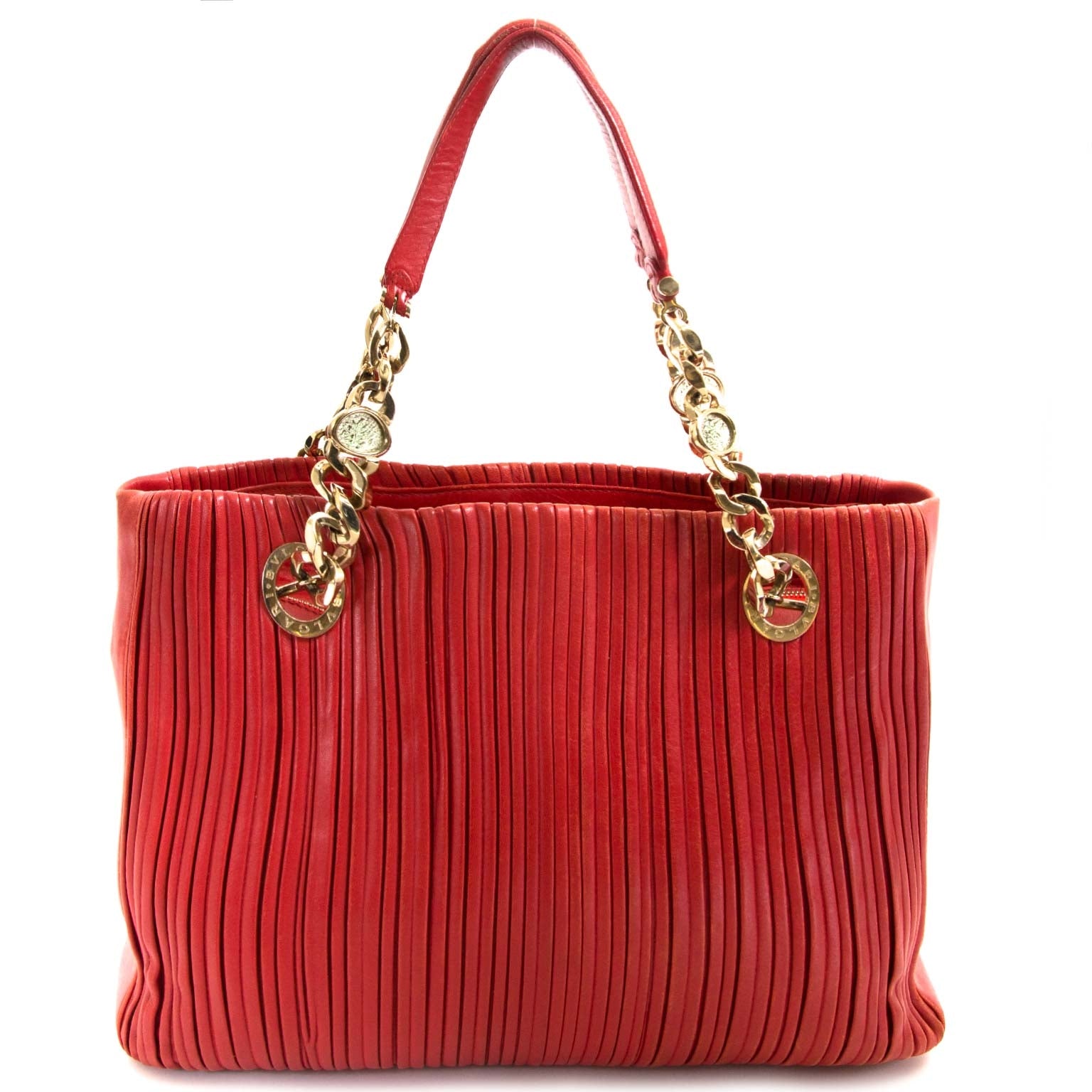 Sac en cuir rouge et doré Bulgari