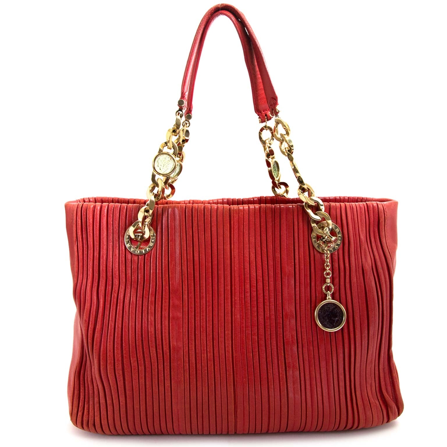 Sac en cuir rouge et doré Bulgari