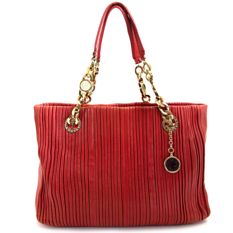 Bulgari rode en gouden leren tas