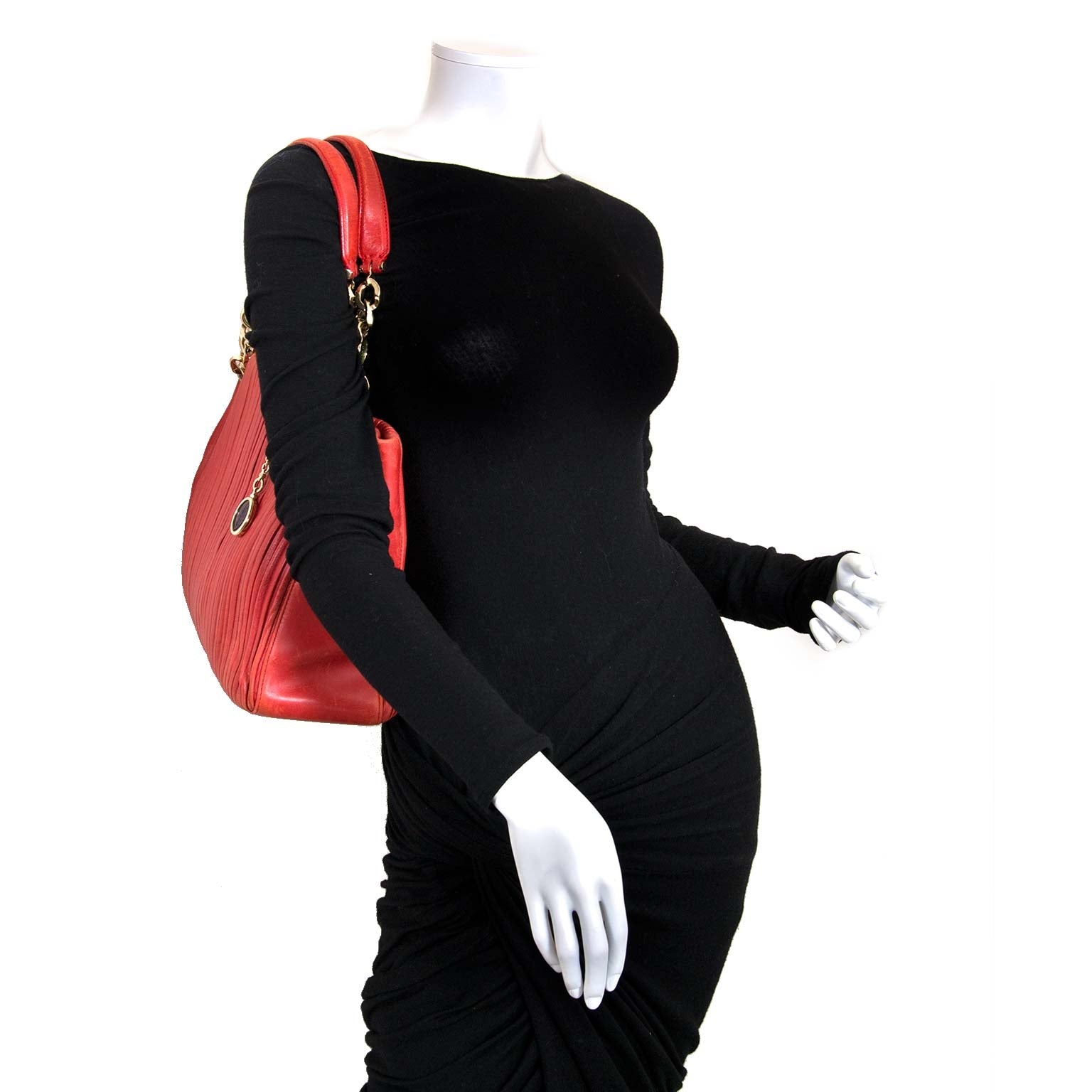 Sac en cuir rouge et doré Bulgari