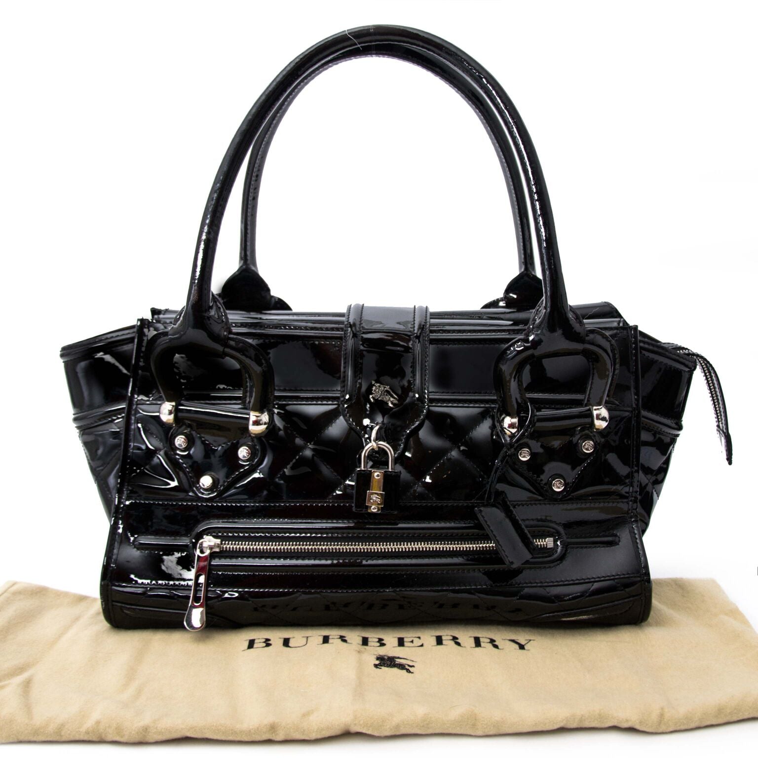 Beautiful unique black patent leather bag from Burberry
