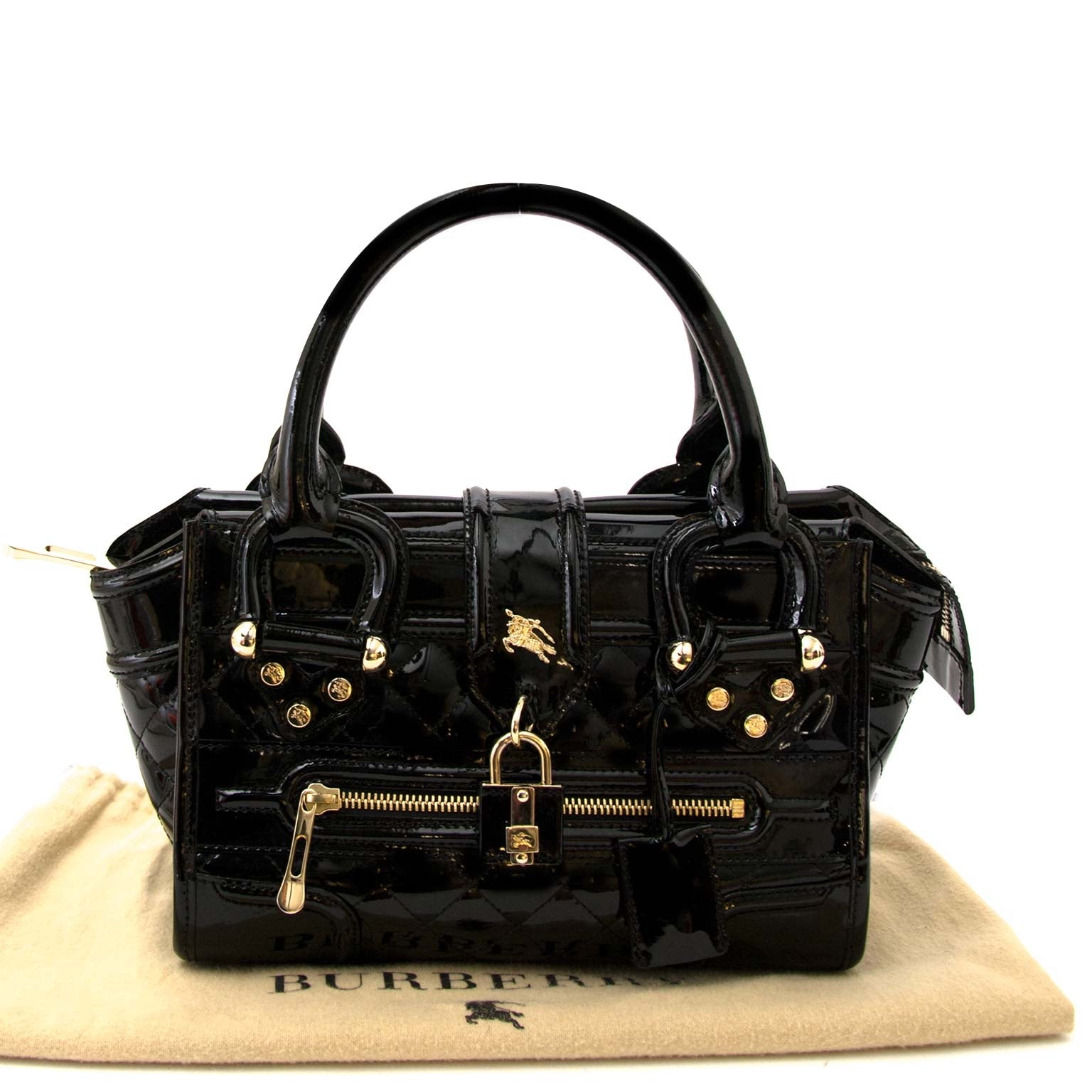 Buy Burberry Black Patent Leather Handbag at labellov.com