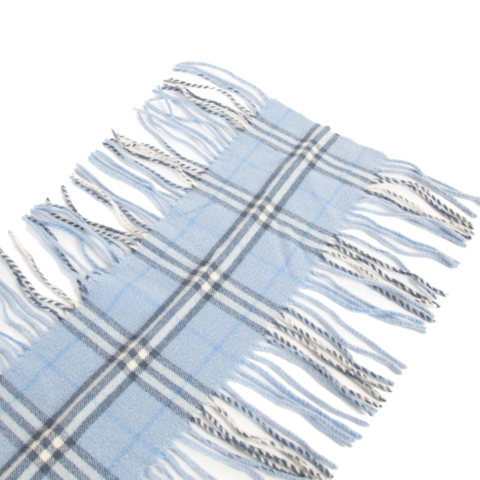 we buy and sell your authentic Burberry Baby Blue Fringe Scarf for the best price
