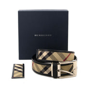 burberry beige nova check and black leather belt now for sale at labellov vintage fashion webshop belgium