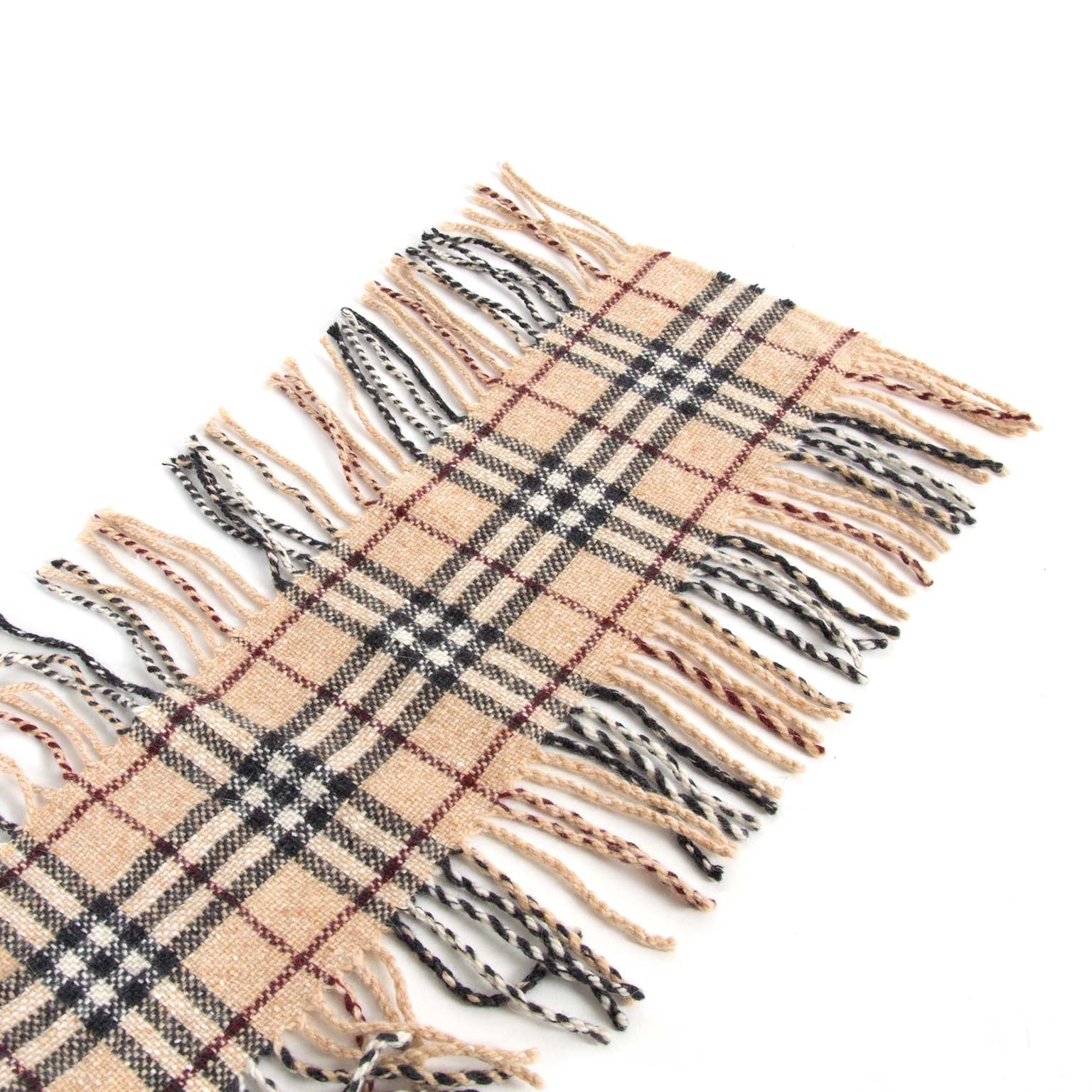 Burberry Beige Check Wool Scarf now for sale at labellov vintage fashion webshop belgium