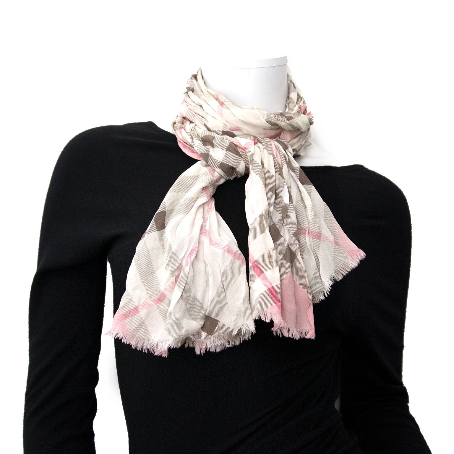 Koop een authentieke tweedehands Burberry Taupe Pink Scarf aan de juiste prijs
