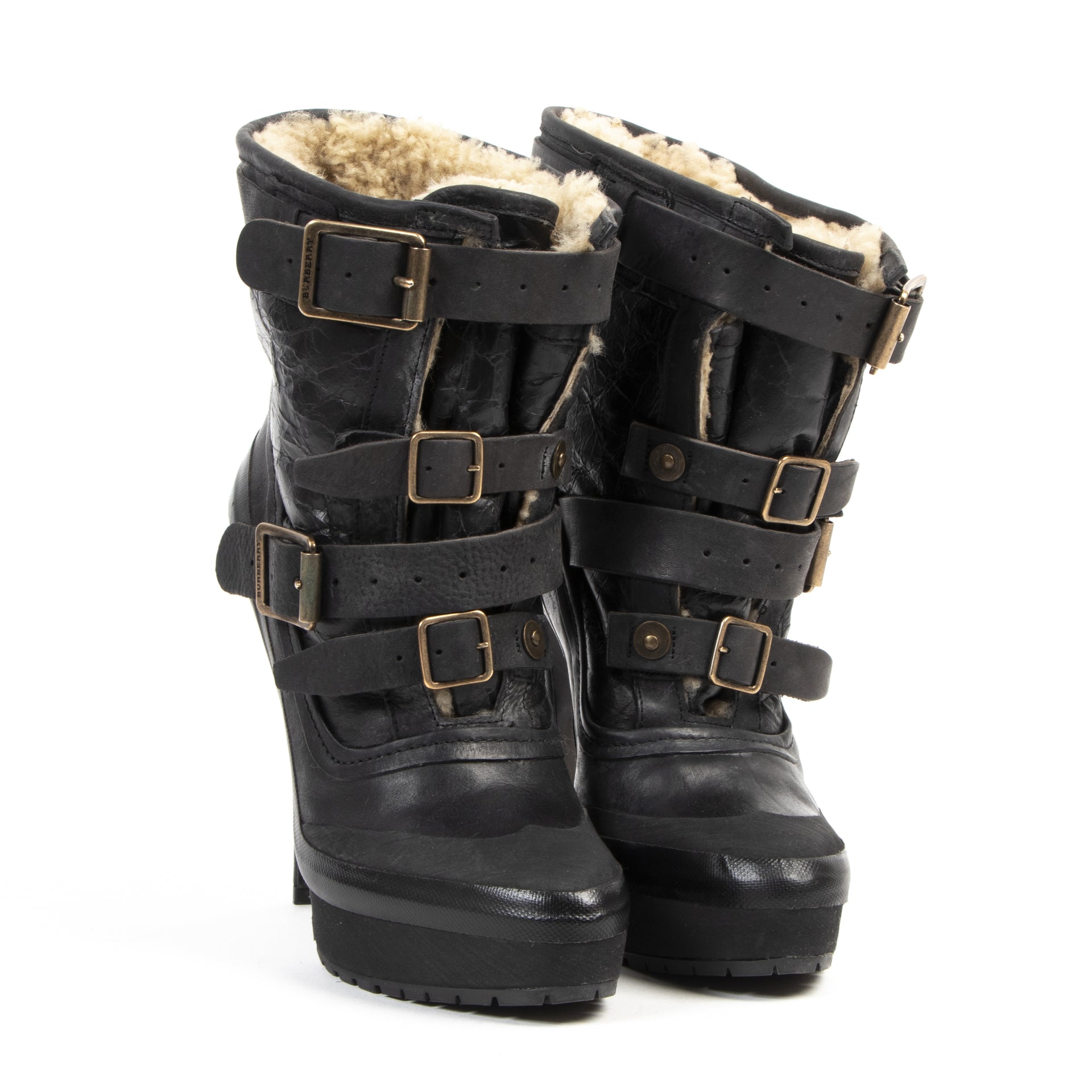Burberry Black Buckled Ankle Boots - Size 38 pour le meilleur prix chez Labellov à Anvers Belgique