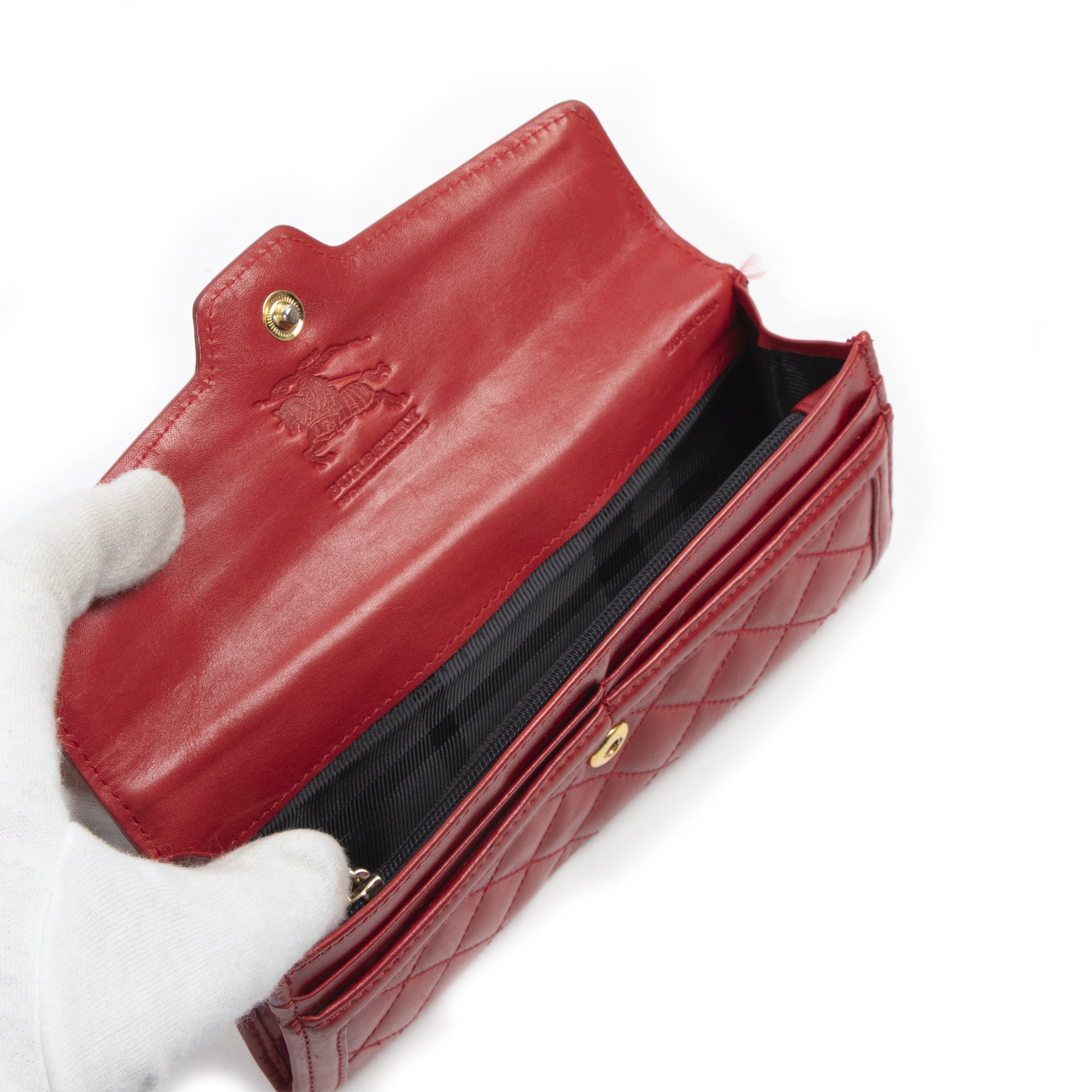 Portefeuille matelassé rouge Burberry