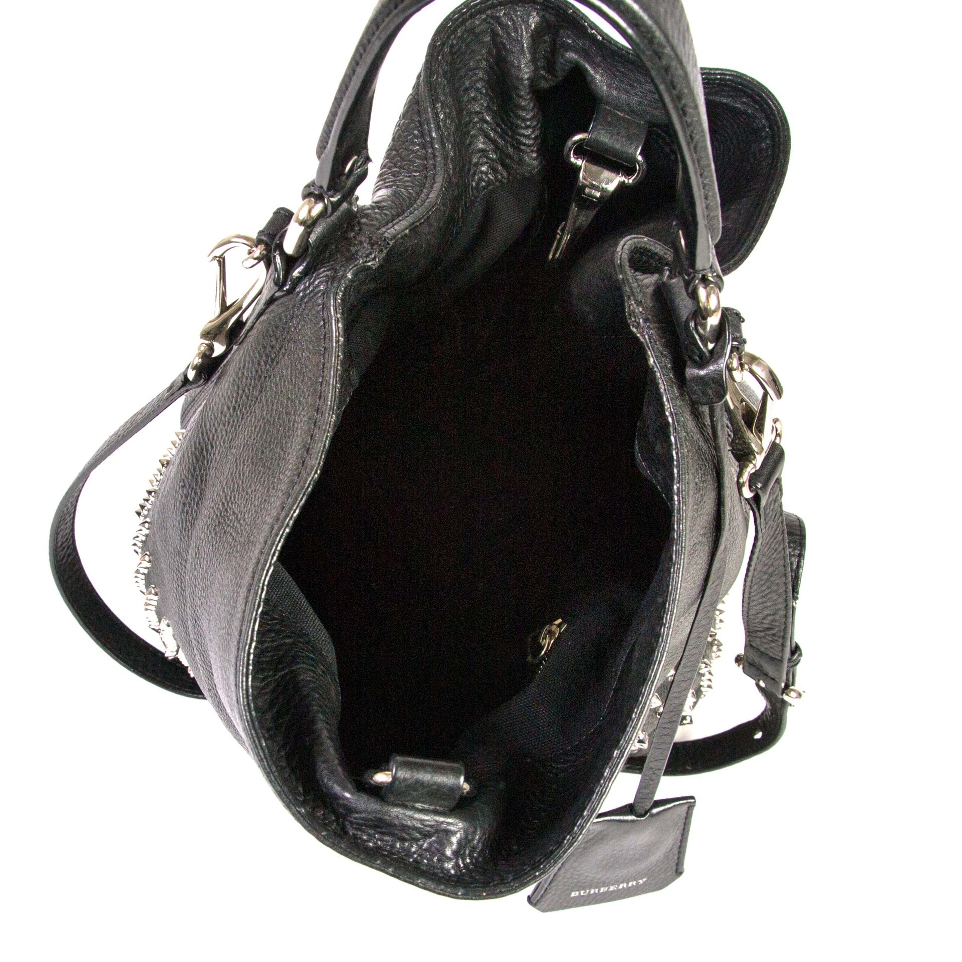Burberry Black Medium Studded Leather Hobo Bag