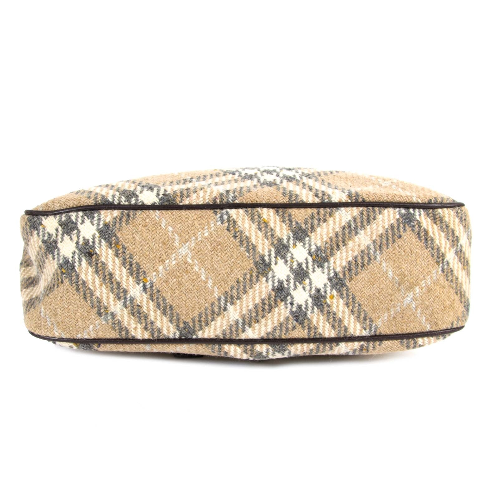 Burberry Beige Checked Wool Handbag now for sale at labellov vintage fashion webshop belgium