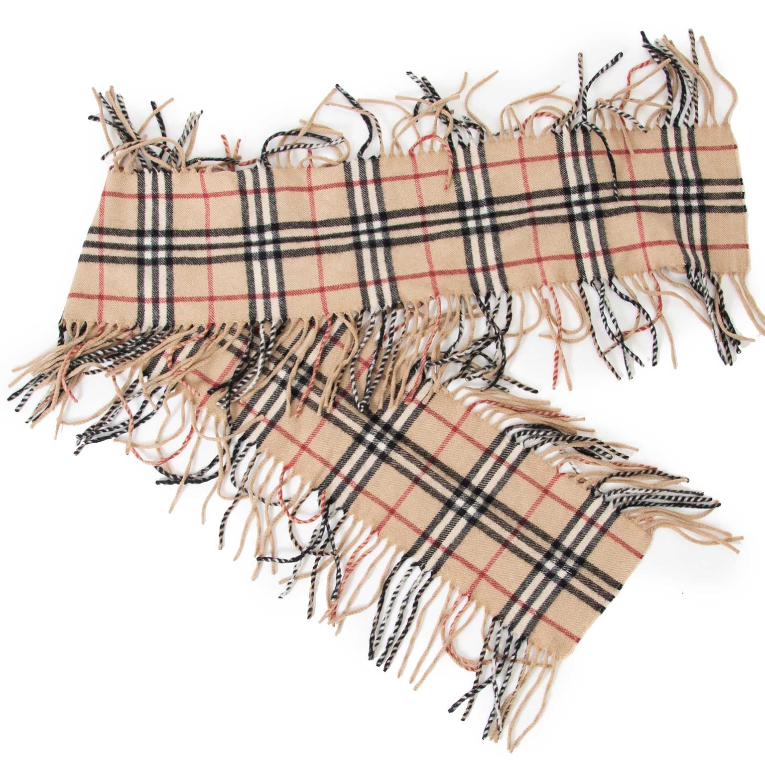 buy Burberry Beige Checked Wool Scarf at labellov for the best price