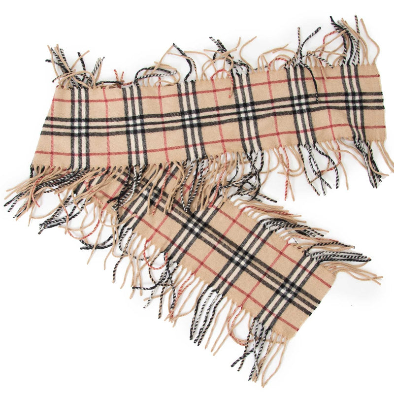 buy Burberry Beige Checked Wool Scarf at labellov for the best price