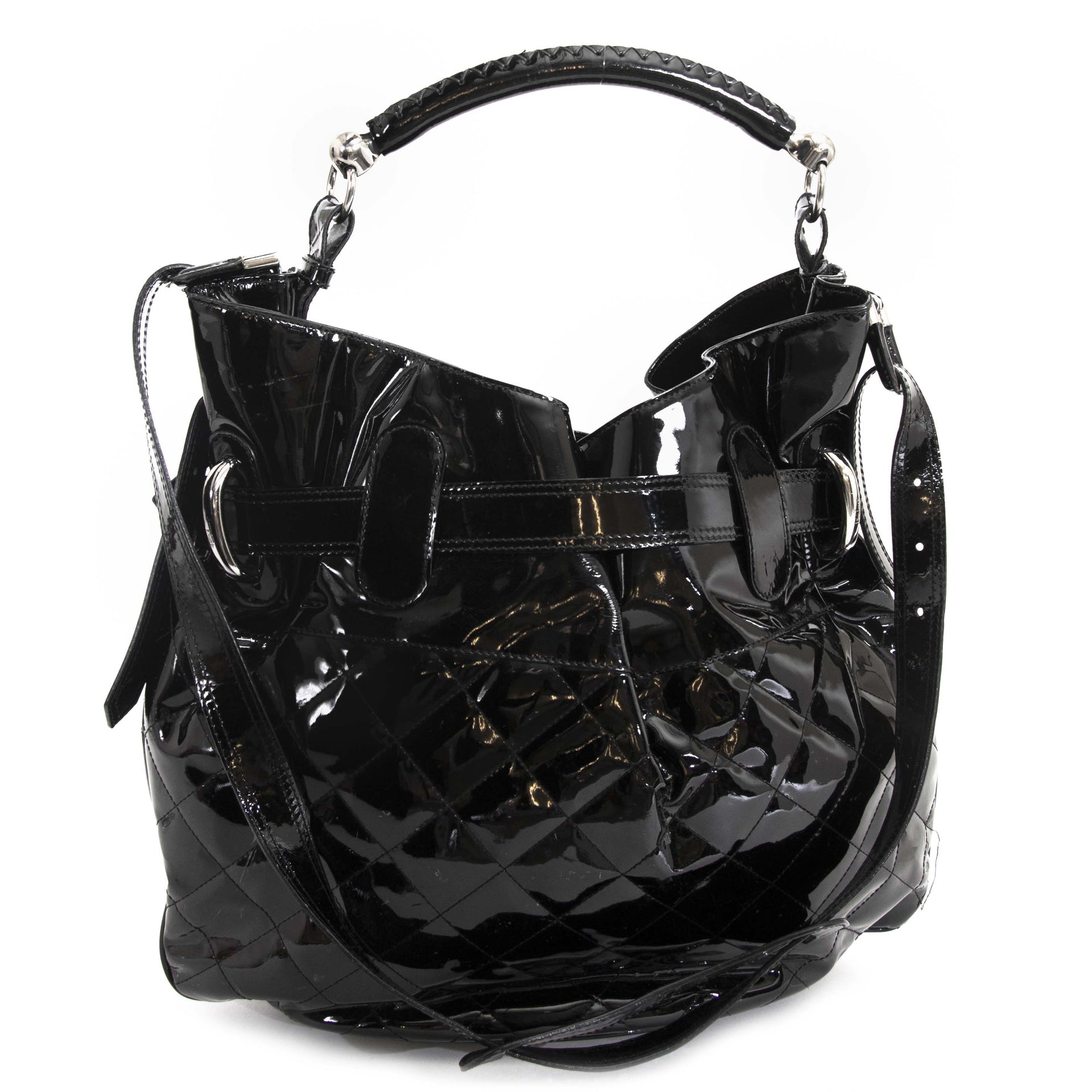 Burberry Black Patent Hobo Bag