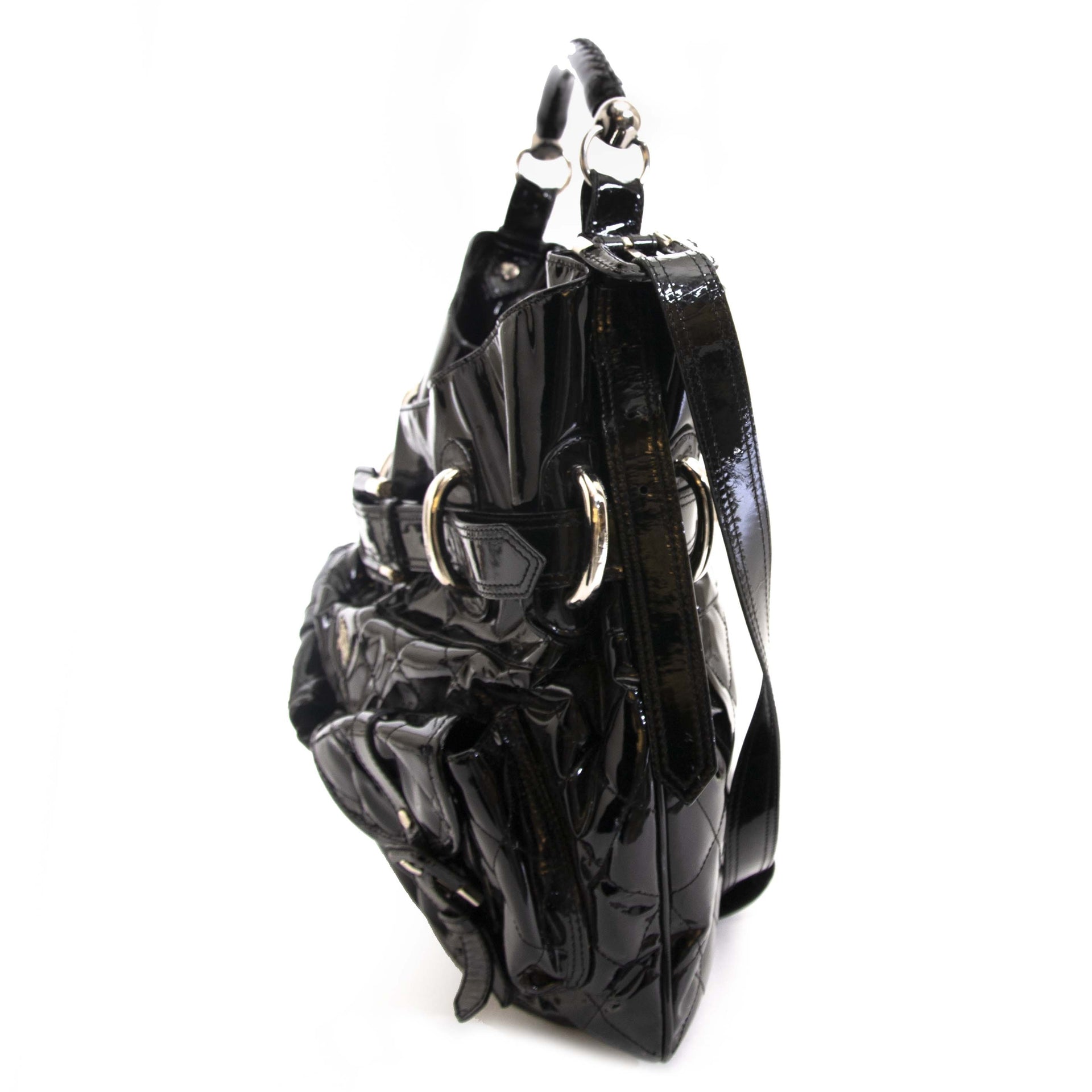 shop safe online Burberry Black Patent Hobo Bag