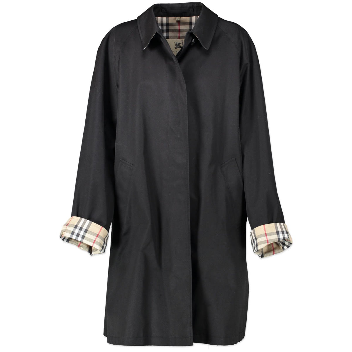 shop safe online Burberry Black Trench Coat - Size uk 14