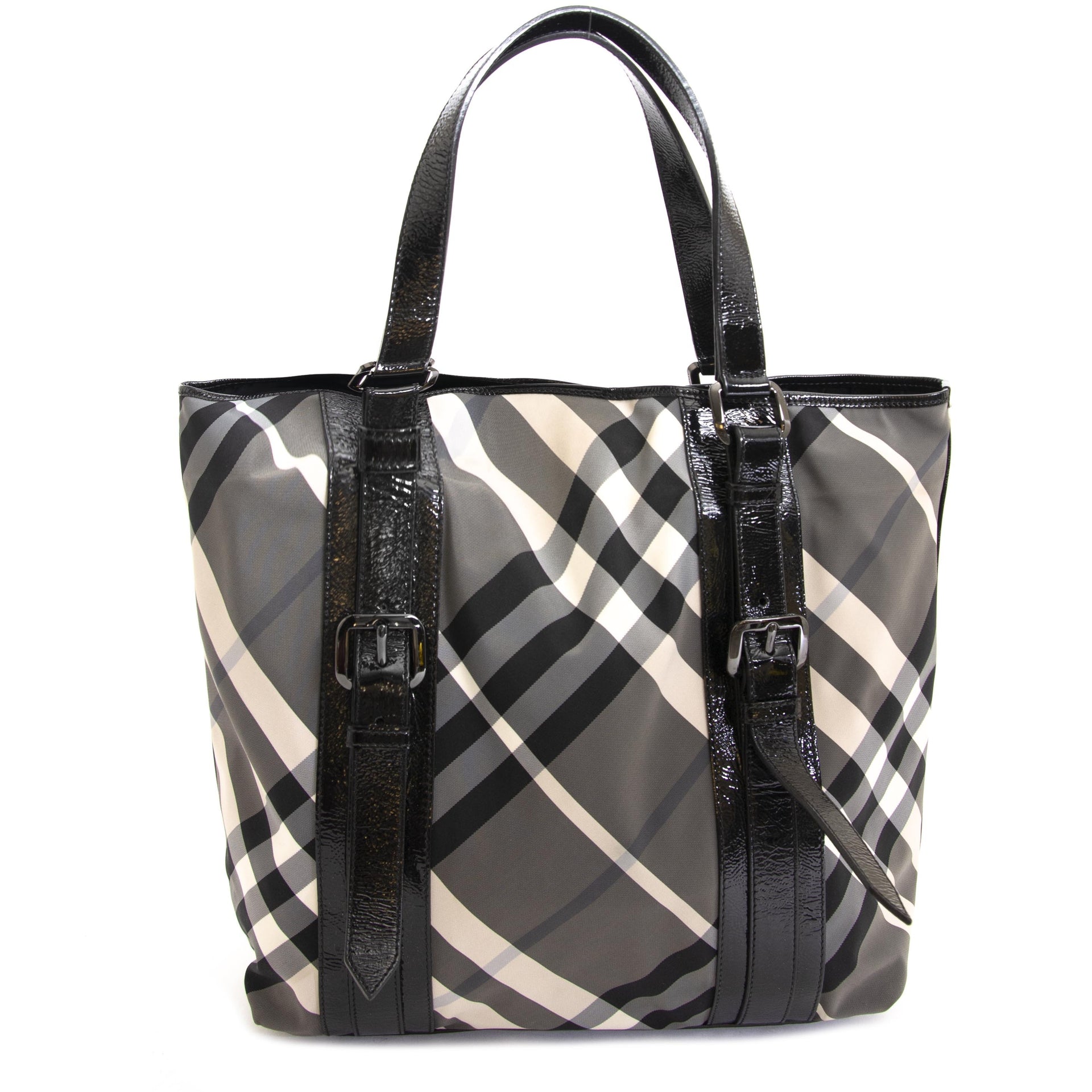 Burberry Grey Checked Shopper now for sale at labellov vintage fashion webshop belgium