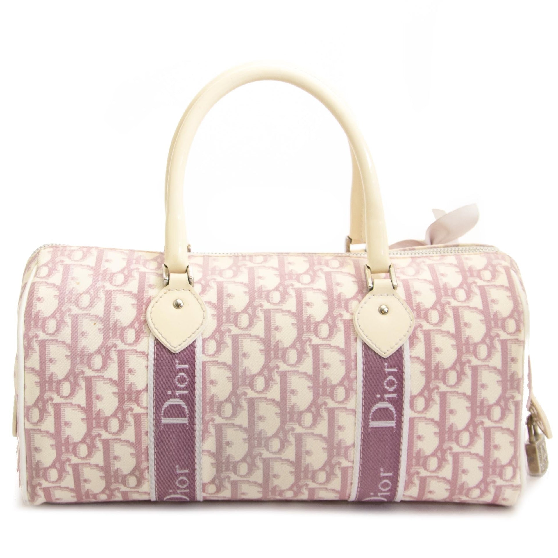 Dior Pink Monogram Flowers Boston Bag now for sale at labellov vintage fashion webshop belgium