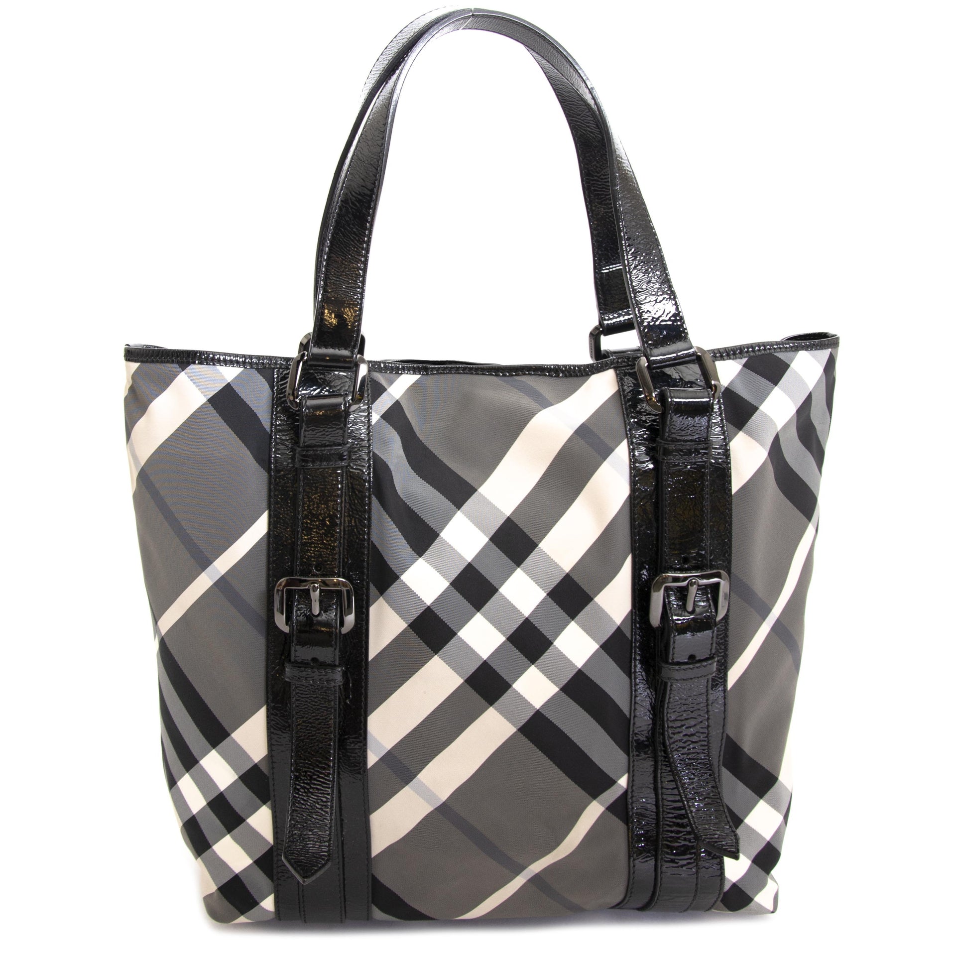 Burberry Grey Checked Shopper now for sale at labellov vintage fashion webshop belgium
