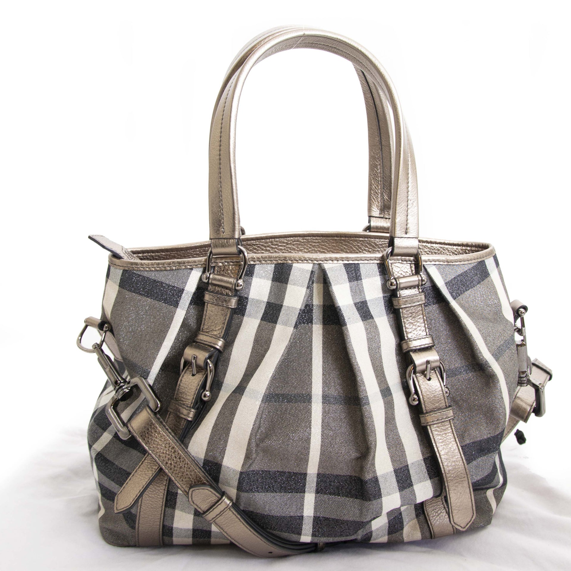 Burberry Silver Nova Check Tote