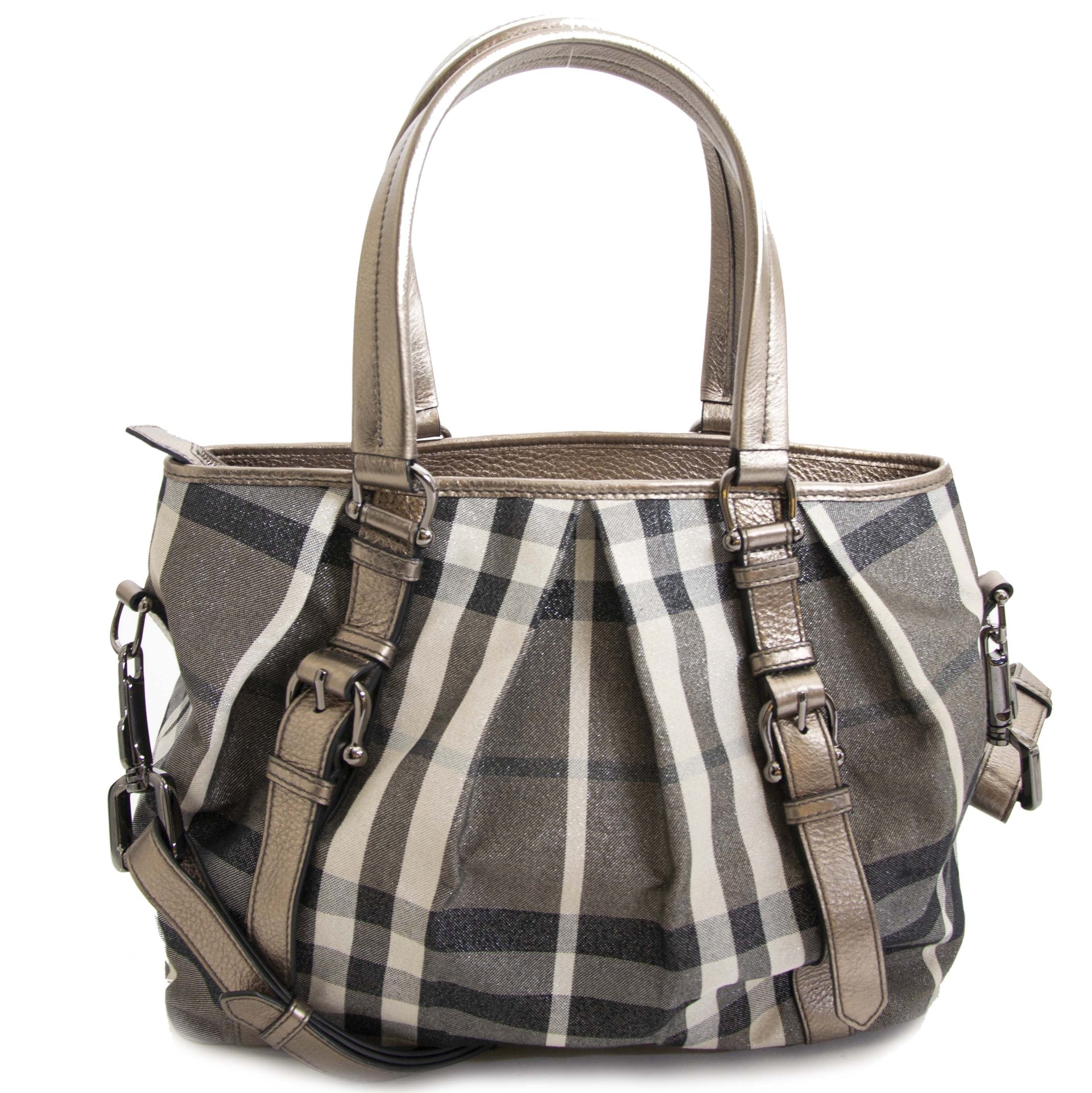 Burberry Silver Nova Check Tote