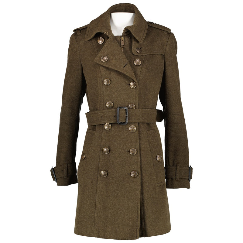 Burberry London Khaki Wool & Cashmere Trench Coat - Size FR40