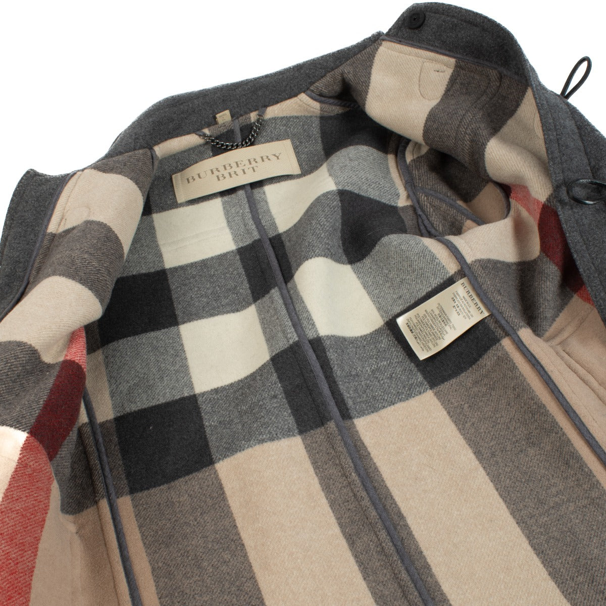 Burberry Brit Grey Wool Duffle Coat - Size S