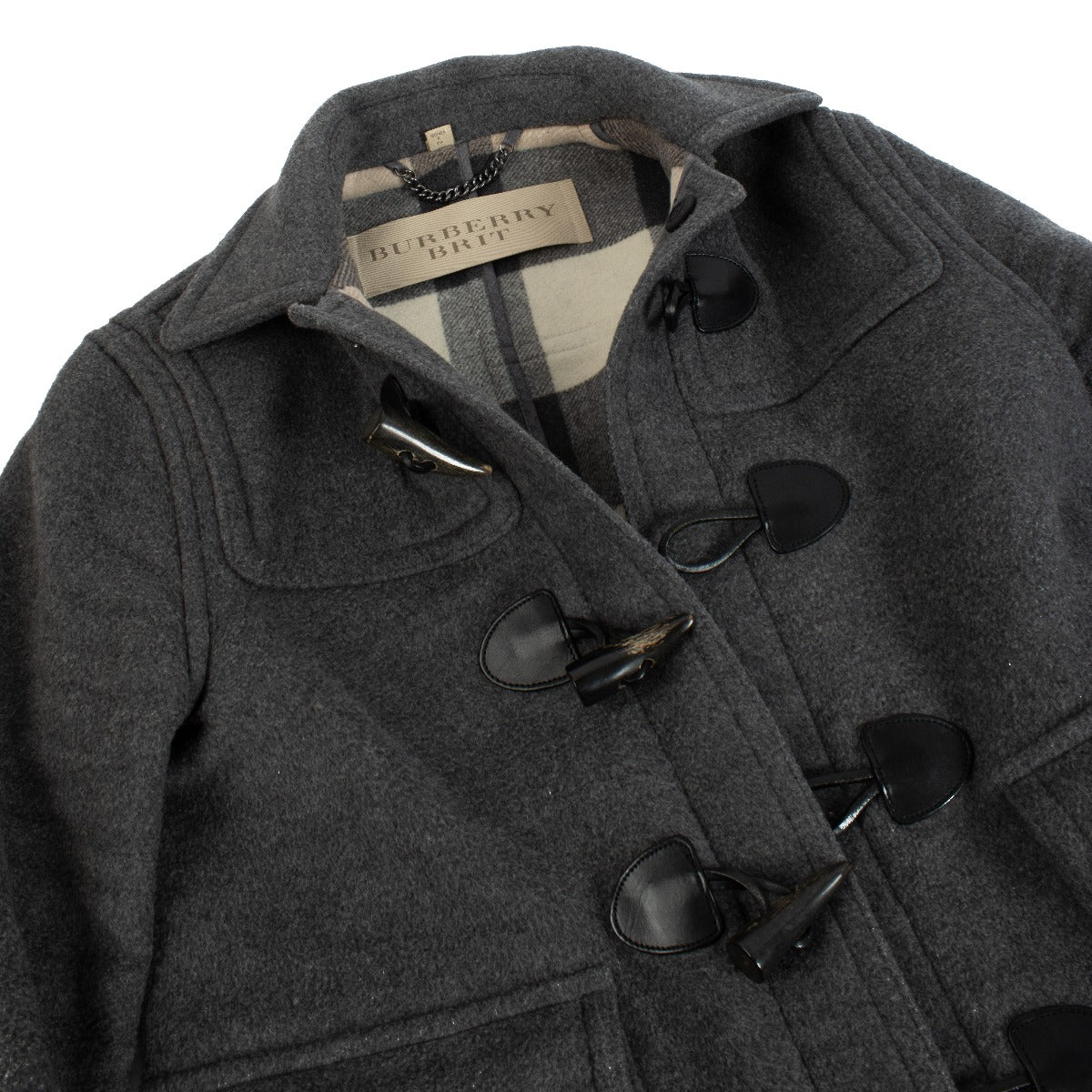 Burberry Brit Grey Wool Duffle Coat - Size S