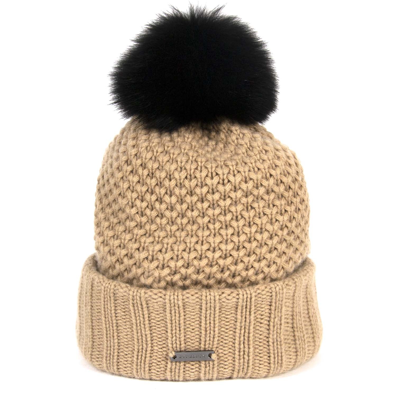 buy authentic secondhand burberry fur pom-pom beanie now for sale at labellov vintage fashion webshop belgium