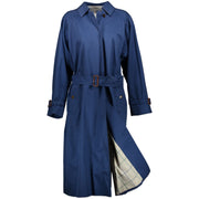 Burberry Blue Long Trench Coat - Size M at Labellov. Safe online shopping at the best price designer vintage