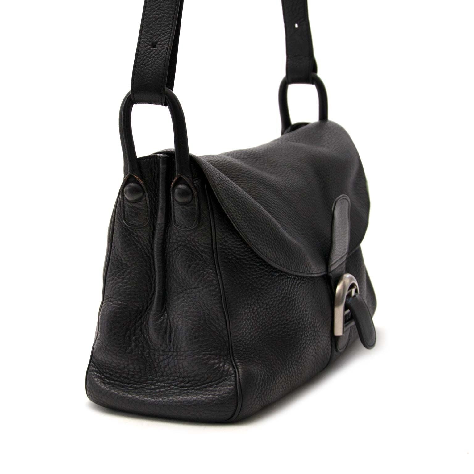 achetez Delvaux Black Leather Brillant Baudrier sur labellov