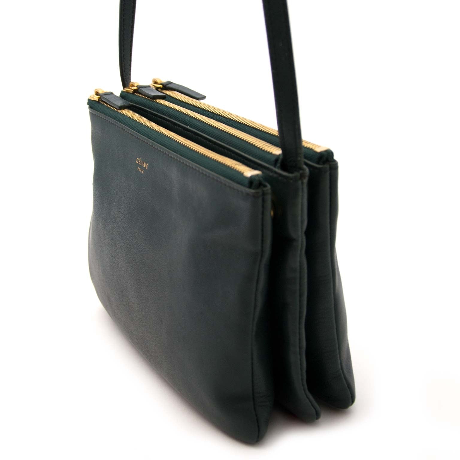 Céline Green Leather Trio Crossbody Bag – Labellov