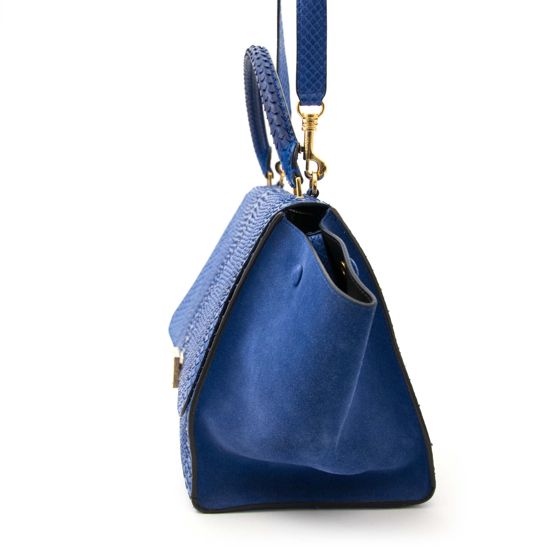 Preloved Celine Trapeze Blue python sude