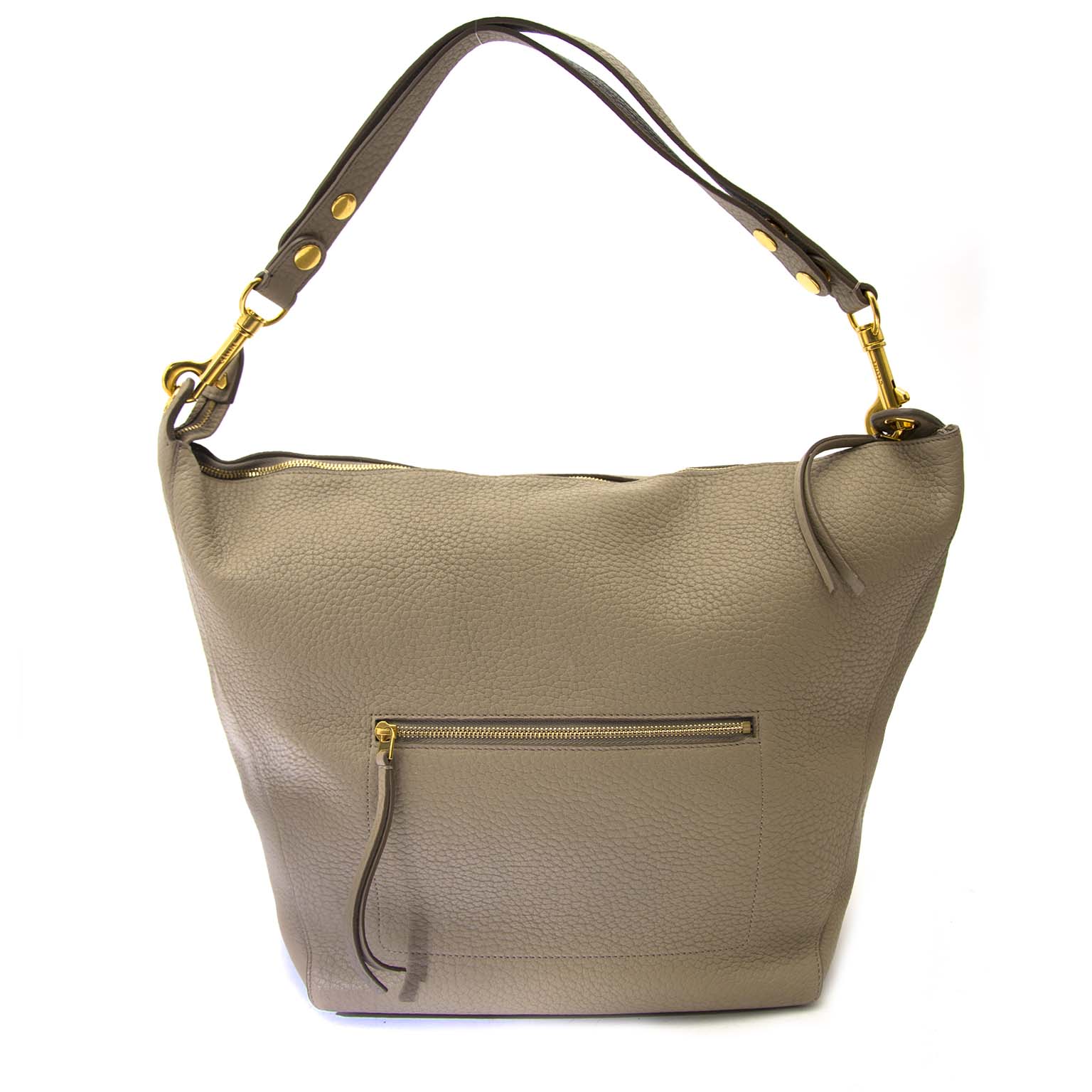 shop your luxury Chloe Taupe Medium Zipped Hobo onine tegen de beste prijs
